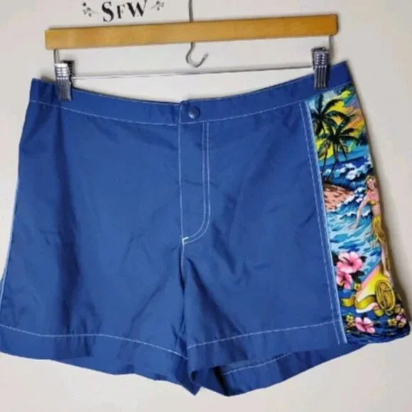 VTG Y2K Old Navy Swim Shorts Low Rise Hawaiian Beach Surf Size 10 - Picture 3 of 7
